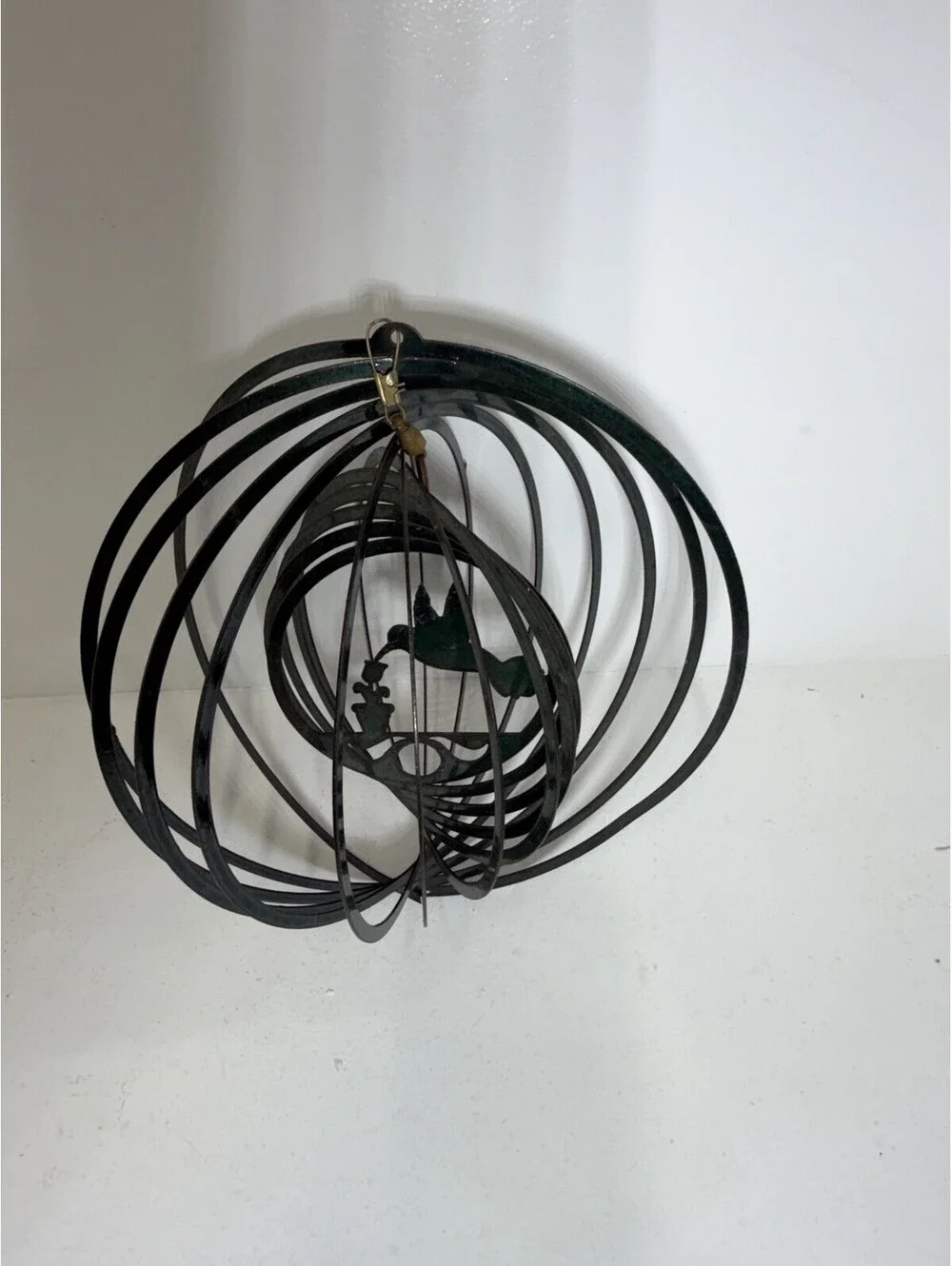 3D Metal Wind Spinner Colorful Yard Decor With Hummingbird Design 11”